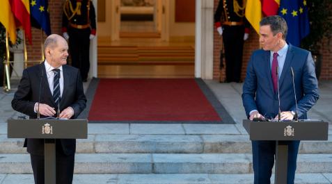 El canciller alemán Olaf Scholz y el presidente Pedro Sánchez, este lunes El canciller alemán Olaf Scholz y el presidente Pedro Sánchez, este lunes