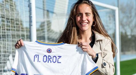 La navarra Maite Oroz, que ha renovado con el Real Madrid C.F. hasta 2025, jugará el partido de semifinales de la Supercopa de España que enfrentará al F.C. Barcelona contra el Real Madrid La navarra Maite Oroz, que ha renovado con el Real Madrid C.F. hasta 2025, jugará el partido de semifinales de la Supercopa de España que enfrentará al F.C. Barcelona contra el Real Madrid