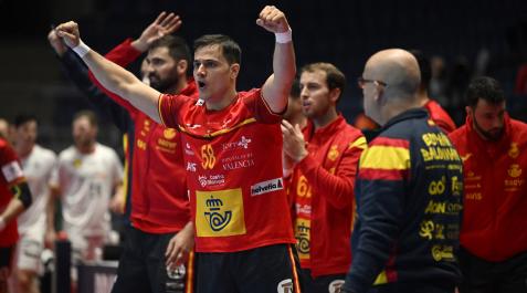 Chema Márquez, en el centro, celebra uno de los goles de la selección española Chema Márquez, en el centro, celebra uno de los goles de la selección española