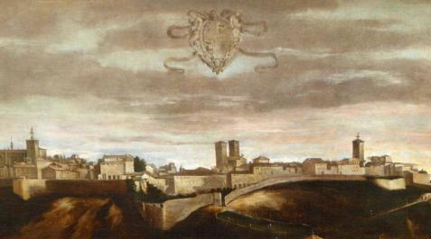 Vista de Pamplona atribuida a Juan Bautista Martínez del Mazo, yerno de Veláquez Vista de Pamplona atribuida a Juan Bautista Martínez del Mazo, yerno de Veláquez