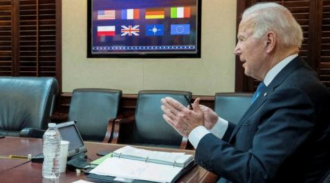 joe biden Biden, en la reunión telemática con los líderes europeos