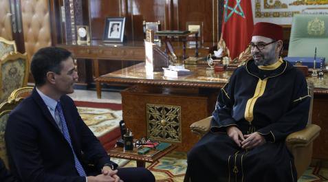 pedro sánchez Pedro Sánchez y Mohamed VI, este jueves en el Palacio Real de Rabat