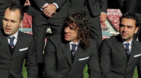 Iniesta, Puyol y Xavi Iniesta, Puyol y Xavi, en su etapa como jugadores del F.C. Barcelona
