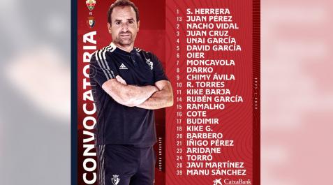 convocatoria Elche Convocatoria de Osasuna para jugar en Elche