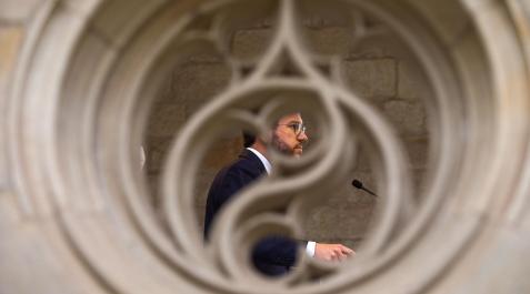 El presidente de la Generalitat, Pere Aragonès El presidente de la Generalitat, Pere Aragonès, comparece tras valorar el supuesto caso de espionaje a independentistas, en el Palau de la Generalitat