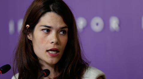 isa-serra-podemos La portavoz de Unidas Podemos, Isa Serra durante una rueda de prensa en la sede del partido este lunes en Madrid