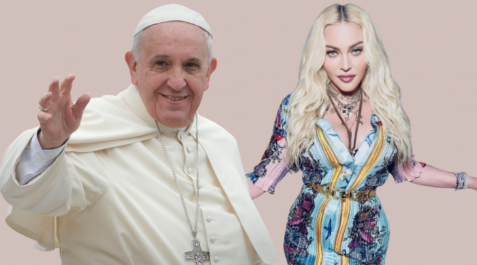 Montaje fotográfico de Madonna junto con el papa Francisco Montaje fotográfico de Madonna junto con el papa Francisco