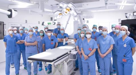 Equipo quirúrgico del Hospital Universitario de Navarra que intervendrá en el nuevo quirófano híbrido Equipo quirúrgico del Hospital Universitario de Navarra que intervendrá en el nuevo quirófano híbrido