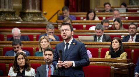 pere aragonés Pere Aragonès, en una sesión plenaria en el Parlament de Cataluña