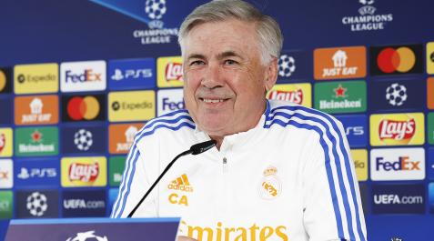Ancelotti El técnico italiano, Carlo Ancelotti, durante la rueda de prensa del Media Day del Real Madrid