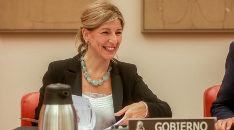 Yolanda-Diaz La ministra de Trabajo y Economía Social, Yolanda Díaz, en su comparecencia sobre el Proyecto de Ley de regulación para el impulso de los planes de pensiones de empleo