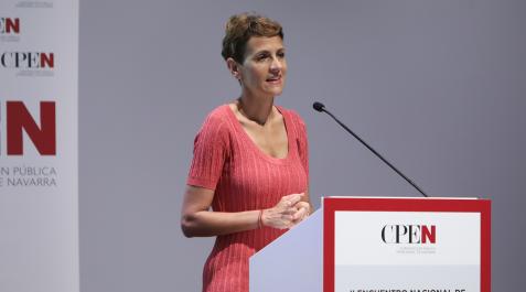 La Presidenta Chivite, durante su intervención La Presidenta Chivite, durante su intervención
