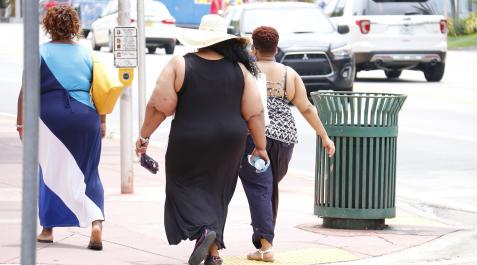 obesidad, sobrepeso Varias personas con sobrepeso en la calle