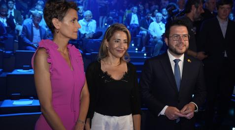 cupra María Chivite, Raquel Sánchez y Pere Aragonés durante la presentación de Cupra.