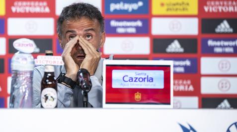 El seleccionador español Luis Enrique, durante la rueda de prensa previa al choque contra Suiza