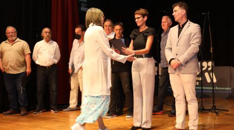 A_ EDUARDO BUXENS F (34982474) La presidenta María Chivite y el consejero Eduardo Santos, en el acto de reconocimiento a personas que han denunciado haber sufrido abusos en el seno de la Iglesia católica
