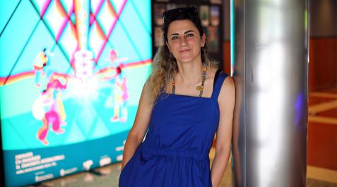 bs Beatriz Sanchís, ayer, en los cines Golem de Pamplona, donde inauguró la 36ª Muestra de Cine y Mujeres.