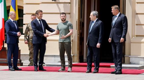 Emmanuel Macron,Zelenski, Olaf Scholz y Mario Draghi, en Kiev Emmanuel Macron,Zelenski, Olaf Scholz y Mario Draghi, en Kiev