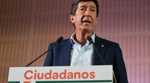 El candidato de Cs a la Presidencia de la Junta, Juan Marín, este domingo en su análisis de los resultados de las elecciones andaluzas. El candidato de Cs a la Presidencia de la Junta, Juan Marín, este domingo en su análisis de los resultados de las elecciones andaluzas