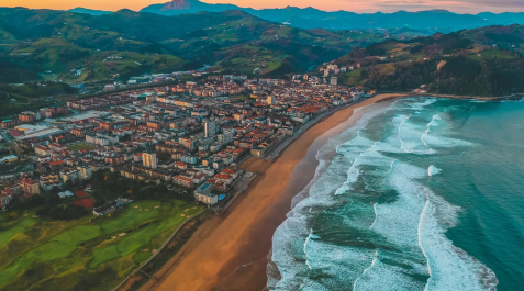 Vista de pájaro de Zarautz, Guipúzcoa