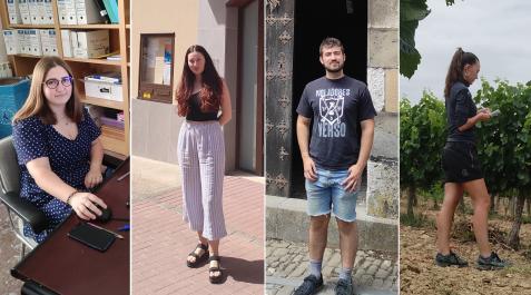 erasmus-rural Paula Crespo (Ayuntamiento de Bargota), Ane Escala (distrito de Mendaza), David Crespo (futuro centro etnográfico-cultural 'Casa Koleto' en Ochagavía) y Marina Ojer (Bodega San Francisco Javier Cooperativa de Sada)