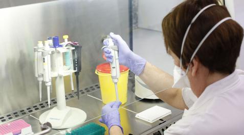 Laboratorio Una especialista trabaja en el laboratorio de Microbiología del HUN