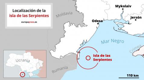 isla de la Serpientes en Ucrania Mapa con la localización de la isla de la Serpientes en Ucrania
EUROPA PRESS
30/06/2022