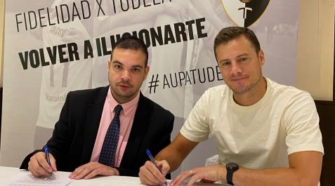 Riera Ramón Lázaro, presidente del Tudelano, y Oriol Riera confían en reflotar al club ribero.