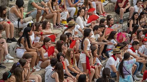 Gradas de la plaza de toros de Estella durante las vaquillas de las recientes fiestas del Puy