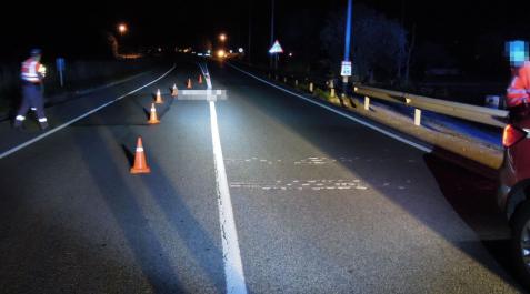 atropello baztan Lugar del accidente en la N-121-B