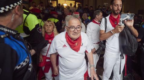 Luis Sabalza, presidente de Osasuna, tras el chupinazo de estos Sanfermines