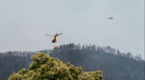 incendio-Tenerife Helicópteros contra incendios actúan este domingo en los montes cercanos a Las Llanadas, en Los Realejos (Tenerife)