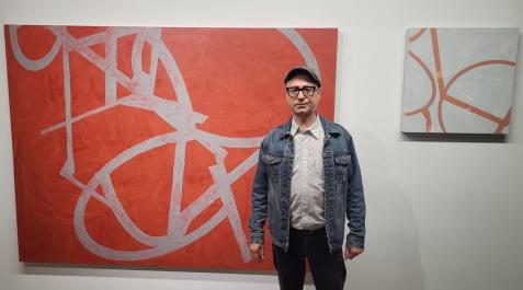 florencio-alonso El artista navarro Florencio Alonso, ante varias de sus obras en el Pabellón de Mixtos de la Ciudadela