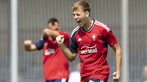 Pablo Ibáñez celebra su espectactular gol al Burgos Pablo Ibáñez