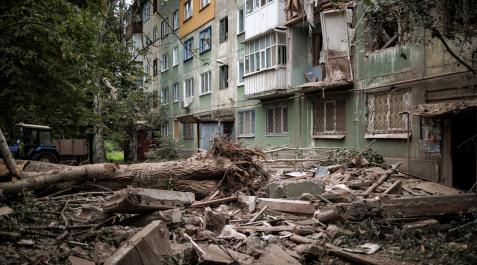 ucrania Efectos de los ataques con misiles rusos en la ciudad de Kostiantynivka (Ucrania)