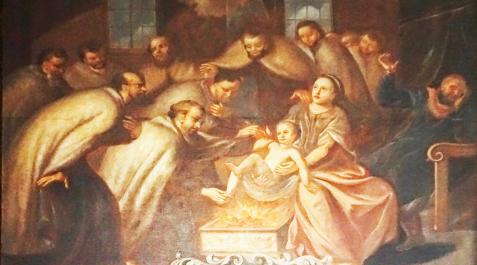 Nacimiento del profeta Elías, por Jacobus Bari, 1704, de la serie de los Carmelitas Calzados de Pamplona, hoy en Leire Nacimiento del profeta Elías, por Jacobus Bari, 1704, de la serie de los Carmelitas Calzados de Pamplona, hoy en Leire