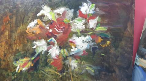 El color se impone en este cuadro perteneciente a la serie Flores, una temática recurrente en la obra de Diana Iniesta que siempre pinta las flores del natural El color se impone en este cuadro perteneciente a la serie Flores, una temática recurrente en la obra de Diana Iniesta que siempre pinta las flores del natural