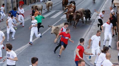 Un momento del encierro de Tafalla Un momento del encierro de Tafalla