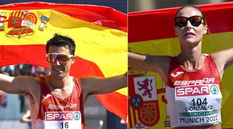 miguel ángel lópez raquel gonzález Miguel Ángel López y Raquel González, campeones de Europa en los 35 km. marcha