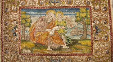 Dalmática. Detalle. Andrés de Salinas. Pamplona. Primer tercio del siglo XVII. Pamplona, Museo Diocesano, procedente de la Parroquia de la Purificación de Gazólaz Dalmática