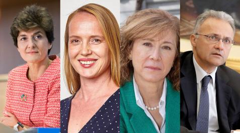 La vicegobernadora del Banco de Francia, Sylvie Goulard; Daniel Capková (Embajada de la República Checa en España); la subgobernadora del Banco de España, Margarita Delgado; y el exministro de Defensa de Italia Mario Mauro. La vicegobernadora del Banco de Francia, Sylvie Goulard; Daniel Capková (Embajada de la República Checa en España); la subgobernadora del Banco de España, Margarita Delgado; y el exministro de Defensa de Italia Mario Mauro.