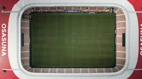 El SADAR, A VISTA DE DRON. El estadio rojillo, fotografiado desde las alturas, ha sido testigo de dos victorias en las dos primeras jornadas. La temporada pasada no se llegó a la segunda victoria en casa hasta enero. El SADAR, A VISTA DE DRON. El estadio rojillo, fotografiado desde las alturas, ha sido testigo de dos victorias en las dos primeras jornadas. La temporada pasada no se llegó a la segunda victoria en casa hasta enero
