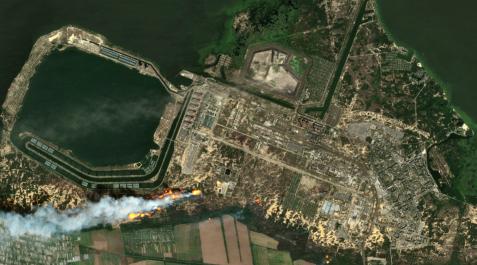 Vista aérea de la central de Zaporiyia Central de Zaporiyia