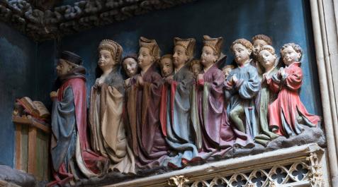 El canciller Villaespesa con su mujer y sus hijas en el sepulcro de la catedral de Tudela, c. 1420 El canciller Villaespesa con su mujer y sus hijas en el sepulcro de la catedral de Tudela, c. 1420