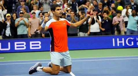 alcaraz Alcaraz celebra su victoria ante Sinner en el US Open