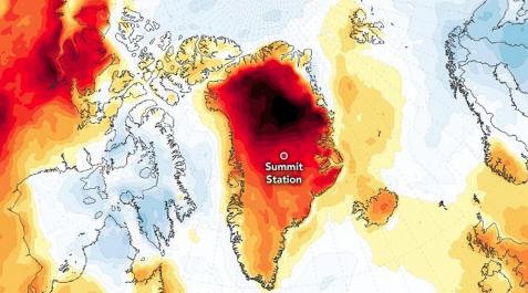 groenlandia Mapa con la anomalía de temperaturas en Groenlandia en los prímeros días de septiembre de 2022