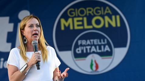 Giorgia Meloni Giorgia Meloni, líder de la ultraderecha italiana, durante un mitin en la plaza del Duomo de Milán