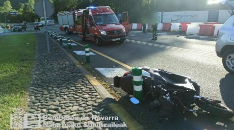 accidente-moto-cruce-sunbilla Moto accidentada en el cruce de Sunbilla
