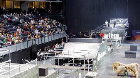PARLOUR-NAVARRA-ARENA Montaje del Parkour Spain Series que acogió el Navarra Arena en 2021