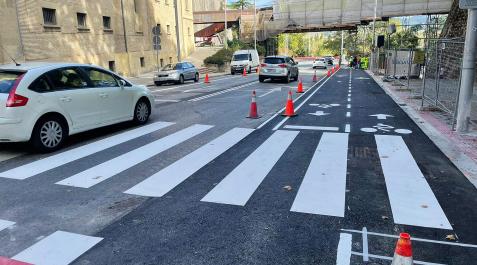 CarrilLabri3t Aspecto de las obras del carril bici de la cuesta del Labrit, en Pamplona
